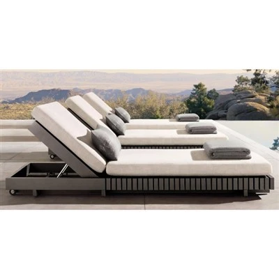 Lounger solaire en aluminium gris